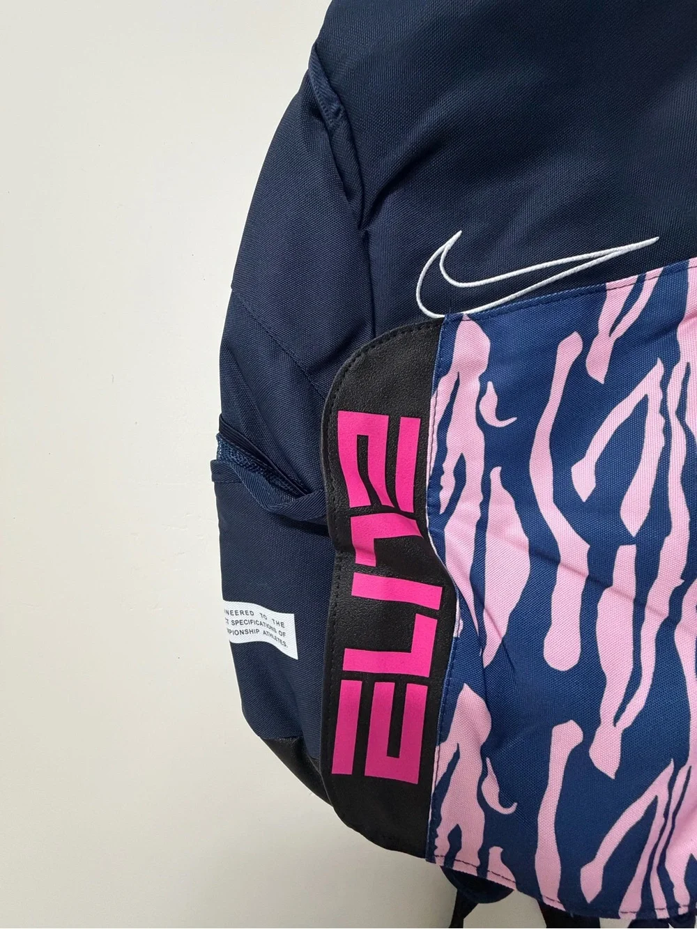 Nike Navy Backpack with Pink Zebra Accent